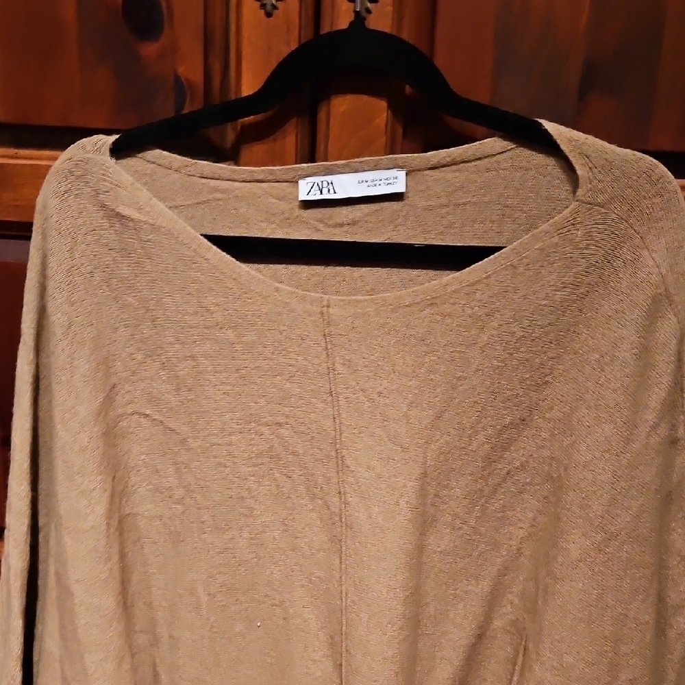 Zara Brown Sweater/Poncho, Beige, Oversized, Layering Piece, EUC